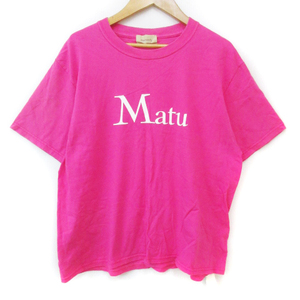 マチュアリー maturely Tシャツ カットソー 半袖 クルーネック ロゴプリント ピンク 白 ホワイト /FF20 レディース