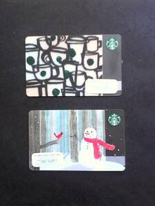 ２枚組●絶版2015●雪だるま&マグカップがいっぱい●海外スターバックス限定カード