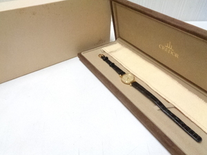 【美品】 SEIKO セイコー CREDOR クレドール 18K ベゼル10Pダイヤ 2340-0010 レディース腕時計 クォーツ 保存袋付き ケース入り