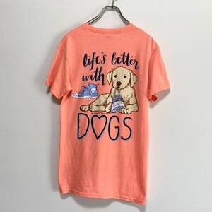 アメリカ古着　”犬がいると人生はより良くなる”　半袖　Tシャツ　US古着　クルーネック　Sサイズ　【I1256】