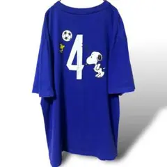 ✅Y2K 00s JFA スヌーピー サッカー Tシャツ 4番 キャラクター 青