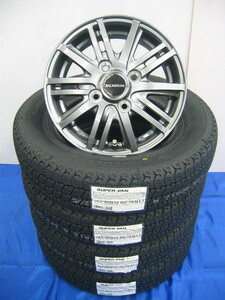 ヨコハマ サマー タイヤ スーパーバン 356 145/80R12 145/80-12 80/78N LT & アルミホイール セット 新品 4本 軽バン 軽トラ用 領収書OK