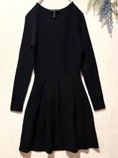 9-556【BCBGMAXAZRIA】黒　ワンピース　ガーリー　フレア　XS