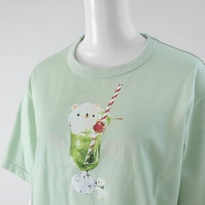 ● 美品* PINK HOUSE ◆ しろくまアイス クリームソーダプリント Tシャツ Lサイズ 爽やかライトグリーン* ピンクハウス ◆G122