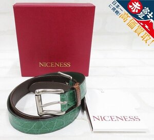 2A8917/NICENESS FOLK ドレッサージダブルバックルベルト NN-4401A12（LIMITED） カイマンレザー ナイスネス