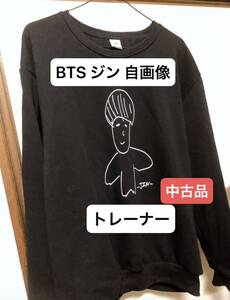 【韓流ショップ品】BTS ジン トレーナー 裏起毛 XLサイズ ブラック 中古品