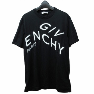 ジバンシィ GIVENCHY 21SS Tシャツ カットソー 半袖 クルーネック ロゴ 刺繍 コットン 黒 ブラック M 0513 MKS メンズ