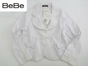 17600円 新品 BeBe（ベベ） ★白　ホワイト　レース使い　ジャケット　130