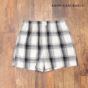 AMERICAN EAGLE/Sサイズ/トランクス 0220-0028 チェック柄 ストレッチ快適 前開き かわいい お洒落 新品/白×黒/ih176/