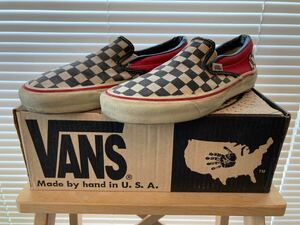 USA製　VANS　スリッポン　US 8 1/2　レアカラー　箱付き　ビンテージ　アメリカ製　OFF THE WALL MADE IN U.S.A. 26.5cm 当時物