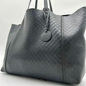 【美品】ボッテガヴェネタ BOTTEGA VENETA トートバッグ ビジネス イントレッチオミラージュ レザー ブラック 黒 メンズ レディース