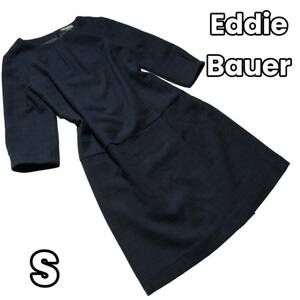 【 訳あり 】 1円 1スタ 1円～　エディーバウアー eddie bauer　ひざ丈 ワンピース　ワンピ　ネイビー　S