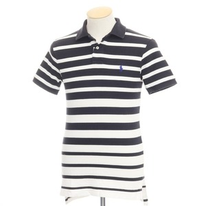 【中古】ポロ ラルフローレン Polo Ralph Lauren 鹿の子コットン ボーダー 半袖ポロシャツ【XS】