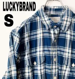 usa古着 LuckyBRAND ネルシャツ　S ブルー　ホワイト　チェック