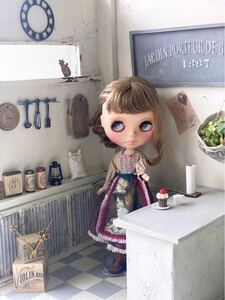 dolldeolive *:1/6 ブライス　ドールハウス　doll blythe .dollhouse /組み立て式dollhouse/ kitchenナチュラル