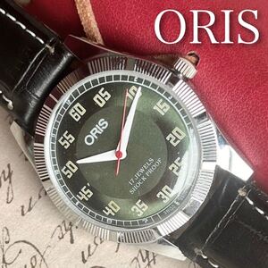 ■美品■オリス■ORIS 手巻き機械式1980年代ヴィンテージメンズ腕時計アンティーク即納 男性人気ブランド 深緑182