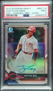 2018 Bowman draft JONATHAN INDIA SP variation refractor auto 99枚限定 直筆サインカード PSA9