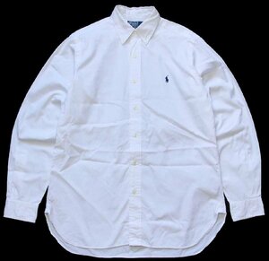 ★00s ポロ ラルフローレン ワンポイント マチ付き ボタンダウン コットンシャツ 白★02 オールド ロゴ刺繍 ホワイト クラシック