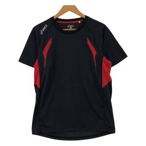 ゆうパケットOK asics アシックス 配色　トレーニング 半袖Ｔシャツ sizeL/ブラック系