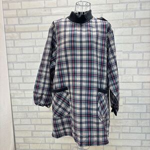 新品 タグ付き SOFIAVALENTINO 厚手 裏ボア エプロン 割烹着 冬用 チェック レディース 長袖 M-L ベージュ