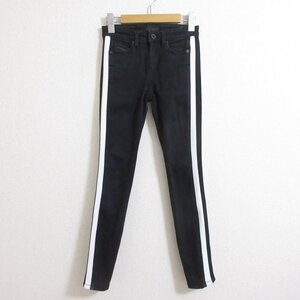 美品 DIESEL BLACK GOLD ディーゼルブラックゴールド TYPE-161CB サイドライン スキニー デニムパンツ ジーンズ W24 ブラック ◆