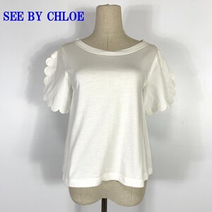 シーバイクロエ デザインカット袖Tシャツ カットソー SEE BY CHLOE カジュアル フリルカット コットン100％ホワイトS C1146