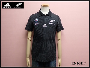 adidas×ALL BLACKS シャツ・M◆アディダス オールブラックス/ラグビー/ラガーシャツ/ジャージ/半袖/メンズ/24*6*4-21