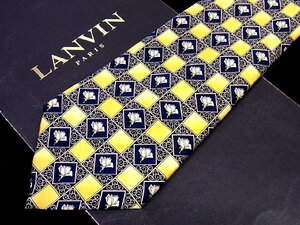 ♪今週の特売980円～♪3178♪良品【LANVIN】ランバン【花 バラ 植物 スクエア 柄】ネクタイ♪