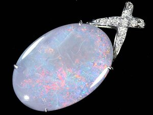 MV11979T【1円～】新品【RK宝石】≪opal≫ 上質ブラックオパール 特大9.34ct!! 極上ダイヤモンド Pt900 高級ペンダントヘッド ネックレス