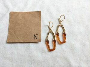 2カラーサークルピアス　べっ甲風　イヤリング　ハンドメイド