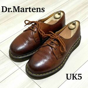 ★Dr.Martens ドクターマーチン ３ホール ブーツ シボ革 刻印ロゴ ブラウン UK5★