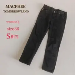 MACPHEE マカフィー　ブラック デニムパンツ　36　S　ストレッチ　黒