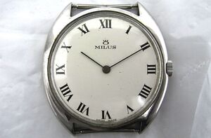 1000円スタート 腕時計フェイスのみ MILUS ミリス J10303 手巻き MT ホワイト文字盤 シルバー ラウンド メンズ アンティーク TMS D①922