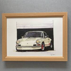 ●額装品 BOW 池田和弘 ポルシェ911 貴重イラスト B5サイズ額入り ポスター風 アートフレーム 送料無料 B99