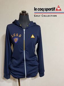 【美品】 le coq sportif golf ルコック レディース ゴルフ ウェア ジップパーカー ジャージ フーディ トップス サイズL 長袖 ネイビー