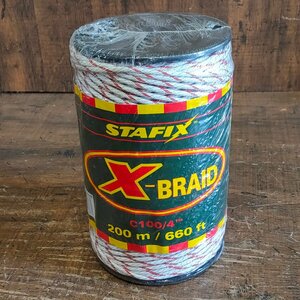 未使用 STAFIX X-BRAID 電柵ロープ 200m ステンレス線 ヨリ線 電気柵用　032207/SR23S