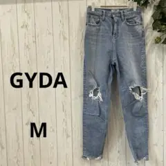 GYDA  ダメージジーンズ　 ハイウエスト　ライトブルー　裾ダメージ　M