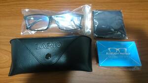 LAMIO ブルーライトカット PCメガネ 度なし 軽量 UVカット ウェリントン ブラック