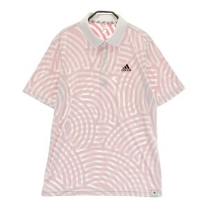 【1円】ADIDAS GOLF アディダスゴルフ GD4968 ×HIROCOLEDGE 半袖ポロシャツ 総柄 ピンク系 O [240101246356]