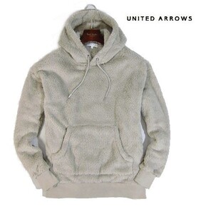 ◆A31 新品 ユナイテッドアローズ UNITED ARROWS フリースニット クルーネックパーカ 【 XL 】ベージュ シャギー ボア パーカ 表裏起毛