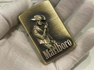 1円 ZIPPO ライター マルボロ Marlboroジッポ Zippoオイルライター真鍮製 中古品 喫煙グッズ ジッポー 火花確認済R673734