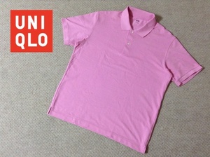 ★美品★ユニクロ メンズ ドライ カノコ 半袖ポロシャツ ピンク ファッション 鹿の子 DRY UNIQLO 341-455388