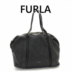 FURLA フルラ レザー トートバッグ ショルダー ブラック系 4082