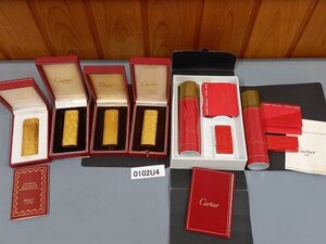 0102U4　喫煙グッズ　ライター(4点)　ガス セット　Cartier カルティエ　おまとめ ※着火未確認・現状お渡し　