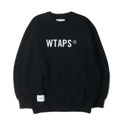 【新品】WTAPS ダブルタップス スウェット サイズ:02 / 24SS ブランドロゴ アップリケ スウェットシャツ (SIGN / SWEATER / COTTON.TSSC 241ATDT-CSM01) / 裏起毛 / ブラック 黒 / トップス