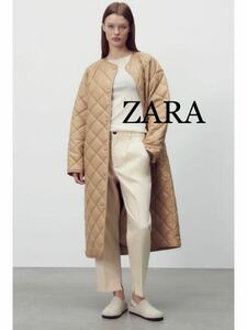 新品　ZARA フェスレザーロングパフジャケット　アウター　ロング　L ダウン　訳あり　22131