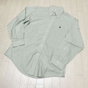 和536★ BROOKS BROTHERS SLIM FIT ブルックスブラザーズ 長袖 ボタンシャツ ボタンダウン ストライプ M グリーン メンズ