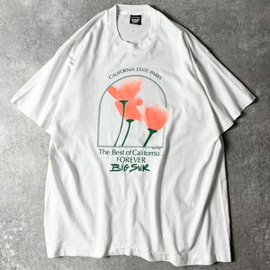 80s USA製 1988 フラワー アート プリント 半袖 Tシャツ XL / 80年代 ビンテージ アメリカ製 シングル ステッチ ホワイト 白