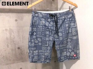 ELEMENT エレメント バンダナ柄 サーフショーツ W28/ボーダーパンツ/ショートパンツ/紺 ネイビー/メンズ/AF021-500/サーフ スケートボード