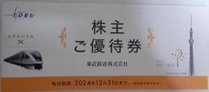 東武鉄道 株主優待券1冊 冊子 2024年12月まで